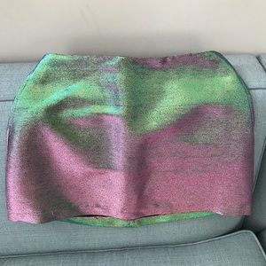 UO Light Before Dark holographic mini skirt